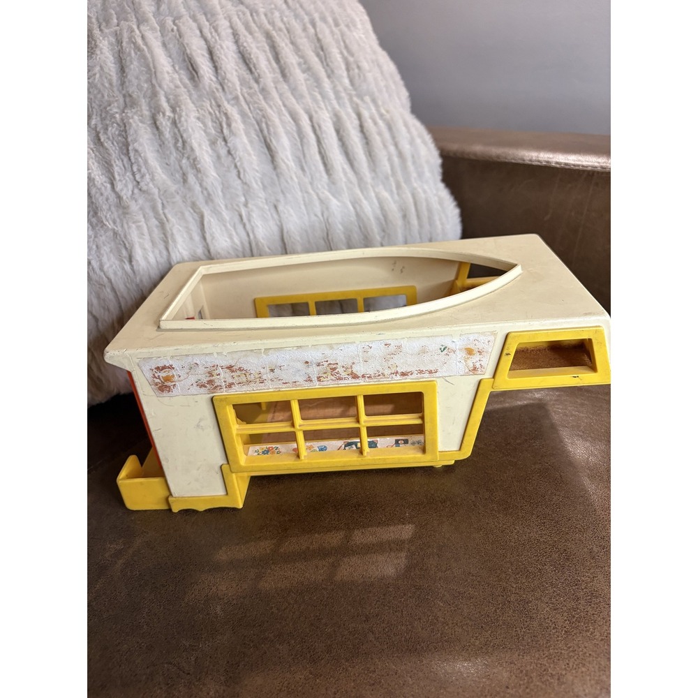 Vintage Fisher Price Little People Camper Trailer Yellow Cream 1970s Toy Part